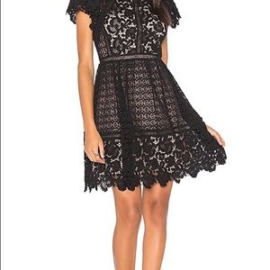NWOT Rebecca Taylor Black lace cocktail dress.